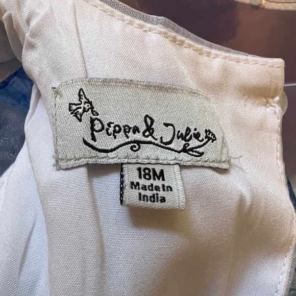 Pippa and Julie blue & white floral toile party dress tulle underskirt 18 months - Picture 3 of 5